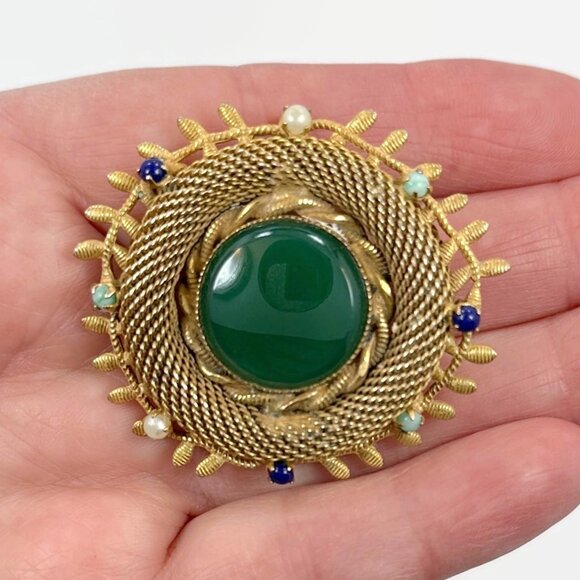 Vintage Brooch, Original by Robert, 50s, Gold Tone, MCM, Pendant, Woven Mesh - Picture 2 of 4